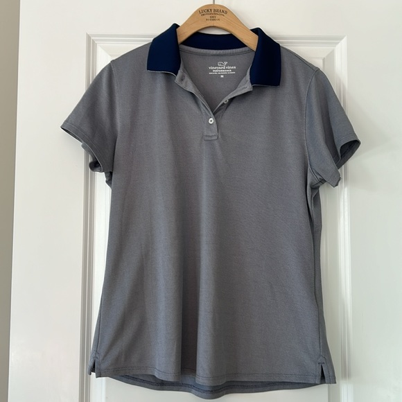 Vineyard Vines Performance Polo Shirt Silvery Blue Medium w MEASUREMENTS! - Picture 12 of 13